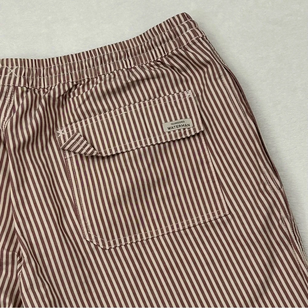 Quiksilver Waterman Collection Burgundy White Striped Swim Trunks Board Short XL